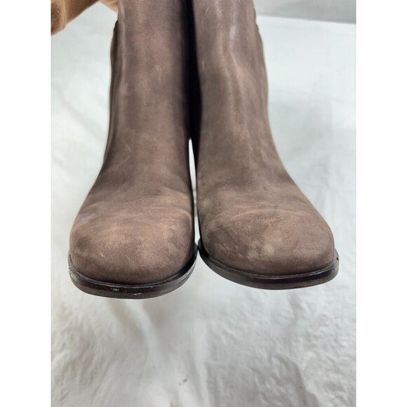 ECCO size 9 Mocha Leather SOLBJERG Dual Zip High Heels Ankle Boots - Picture 6 of 12